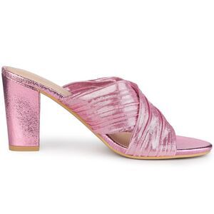 Women's Slouches Slip on Block Heel Slide Sandals Pink